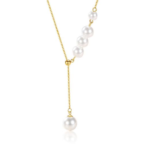 Sterling Silber Schmuck Halskette, 925 Sterling Silber, mit Kunststoff Perlen, mit Verlängerungskettchen von 5CM, für Frau, keine, Länge:ca. 40 cm, verkauft von PC