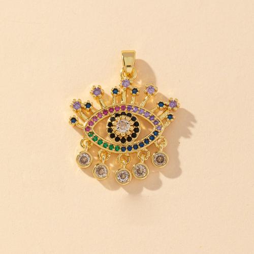 Cubic Zirconia Micro Pave Brass Pendant, plated, DIY & micro pave cubic zirconia & enamel, golden 