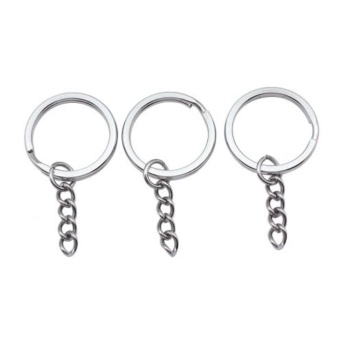 Zink Legierung Schlüssel Split Ring   , 304 Edelstahl, rund, silberfarben plattiert, DIY, frei von Nickel, Blei & Kadmium, 25mm, verkauft von PC