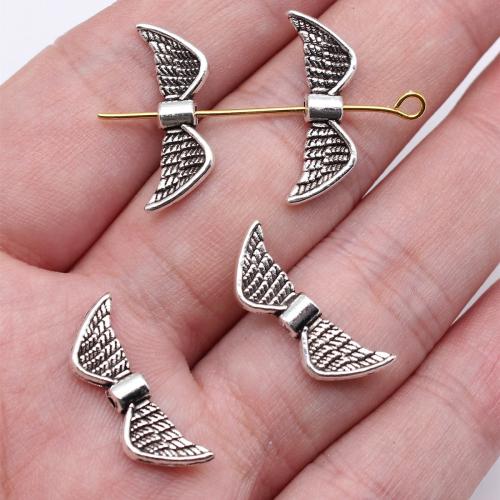 Zinc Alloy Angel Wing Beads, Wing Shape, antique silver color plated, DIY 