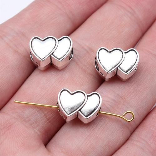 Zinc Alloy Heart Beads, antique silver color plated, DIY 