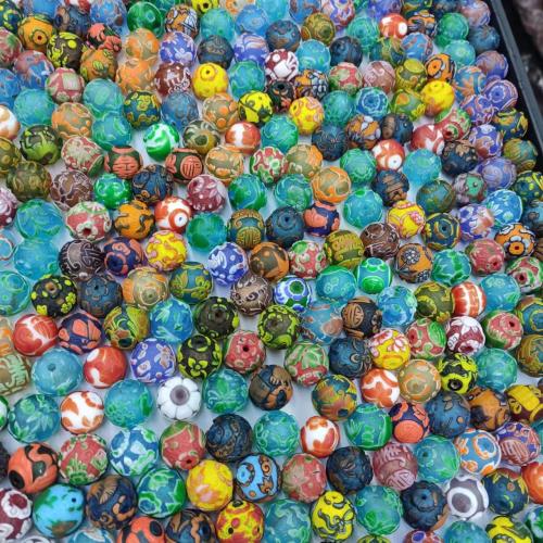 Millefiori Slice Lampwork Beads, Round, Carved, handmade & DIY Random Color 