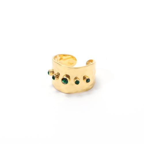 Нержавеющая сталь 304 Манжеты палец кольцо, плакирован золотом, Женский & со стразами, Много цветов для выбора, размер:8.5, продается PC