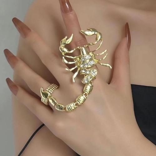 aleación de zinc Anillos de dedo doble, Joyería & para mujer & con diamantes de imitación, más colores para la opción, Vendido por UD[