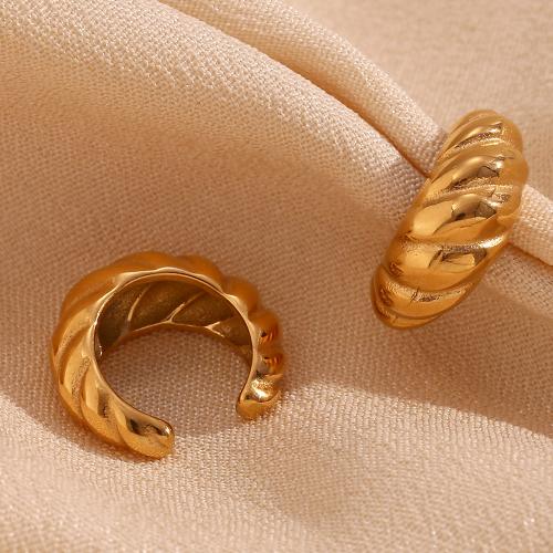 Stainless Steel Clip Earrings, 316L Stainless Steel, 18K gold plated, fashion jewelry & for woman, golden 