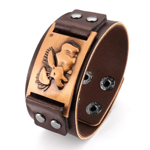 PU Leather Cord Bracelets, Zinc Alloy, with PU Leather, fashion jewelry & for man Approx 24 cm 
