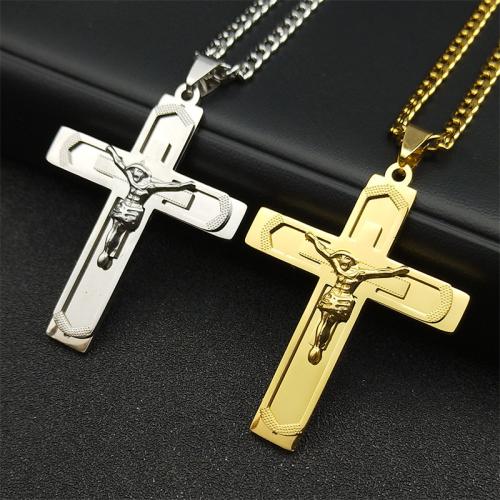 Stainless Steel Jewelry Necklace, 304 Stainless Steel, Cross, fashion jewelry & Unisex Approx 60 cm 