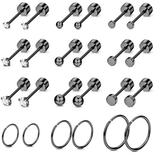 Stainless Steel Rhinestone Stud Earring, 316L Stainless Steel, fashion jewelry & Unisex & with rhinestone, black 