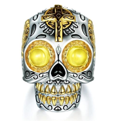 Zinc Alloy Finger Ring, Skull, plated, fashion jewelry & for man, mixed colors 