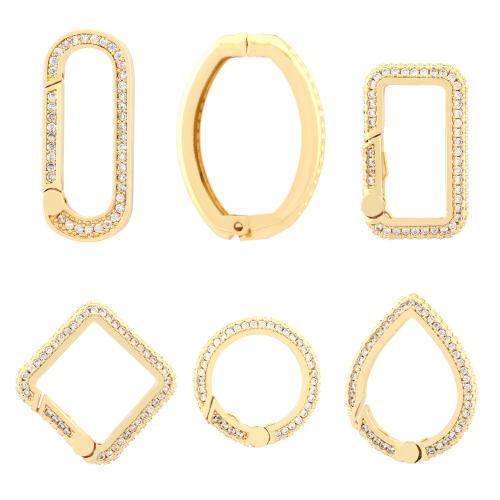 Brass Snap Clasp, gold color plated & DIY & micro pave cubic zirconia 