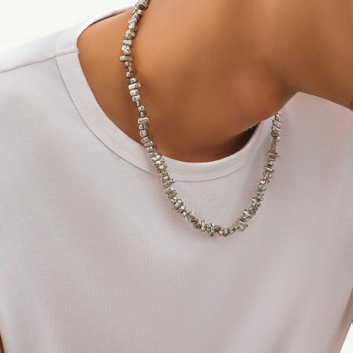 CCB Collar de la joyería, plástico recubierto de cobre, con 7cm extender cadena, plateado, longitud:45 cm, Vendido por UD