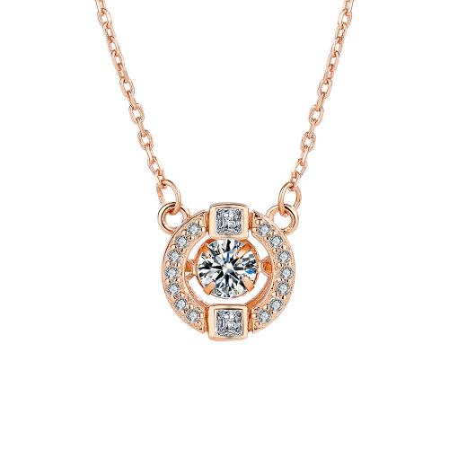 Cubic Zirconia Micro Pave Sterling Silver Necklace, 925 Sterling Silver, with 6CM extender chain, micro pave cubic zirconia & for woman, rose gold color Approx 41 cm 