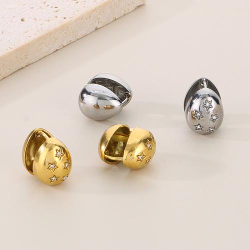Stainless Steel Drop Earring, 304 Stainless Steel, Teardrop, Vacuum Ion Plating, for woman & with rhinestone 
