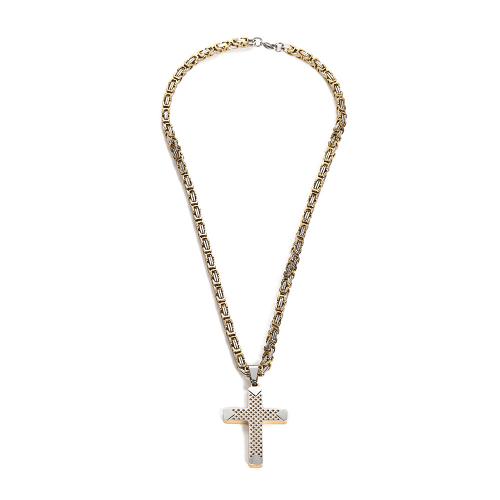 Acier inoxydable 304 collier, avec Acier titane, croix, Placage, bijoux de mode & pour homme Environ 23.6 pouce, Vendu par PC