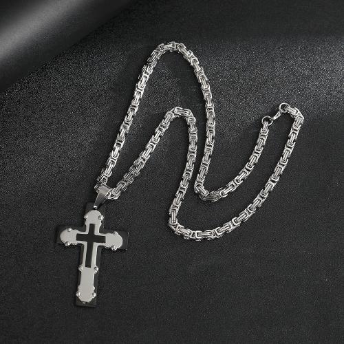 304 Stainless Steel Necklace, with Titanium Steel, Cross, fashion jewelry & for man Approx 23.6 Inch 