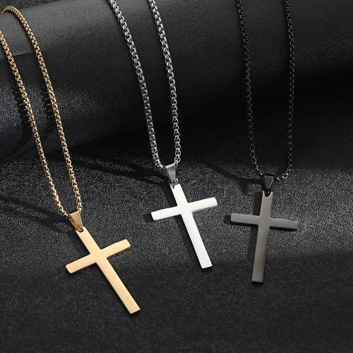 Titanium Steel Jewelry Necklace, 304 Stainless Steel, with Titanium Steel, Cross, plated, DIY 