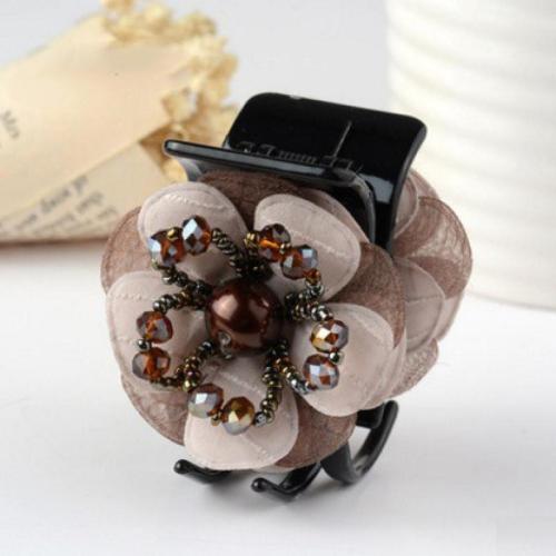 Hair Claw Clips, Cloth, with Crystal & Plastic, for woman 