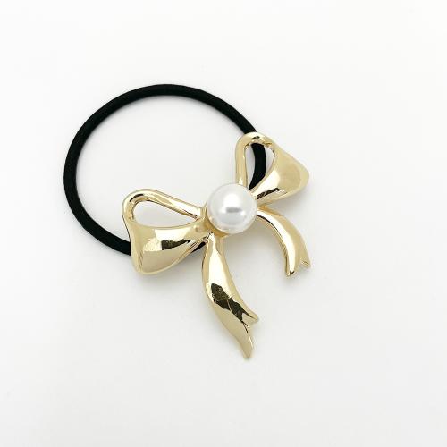 Ponytail Holder, Zinc Alloy, with Rubber Band & Plastic Pearl, for woman 