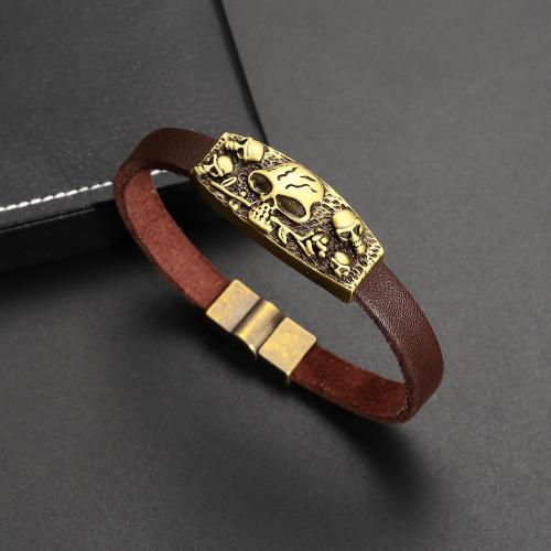 bracelet de cordon en PU , alliage de zinc, avec cuir PU, bijoux de mode & pour homme Environ 21 cm, Vendu par PC