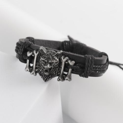 bracelet de cordon en PU , alliage de zinc, avec cuir PU, bijoux de mode & pour homme, plus de couleurs à choisir Environ 17-18 cm, Vendu par PC