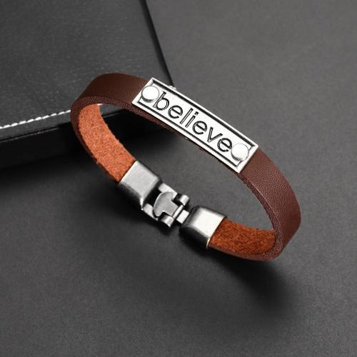 Bracelet de couple, alliage de zinc, avec cuir PU, bijoux de mode & unisexe Environ 21 cm, Vendu par PC