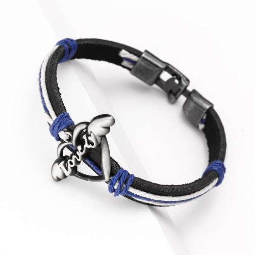 PU Leather Cord Bracelets, Zinc Alloy, with PU Leather, fashion jewelry & Unisex Approx 17 cm 