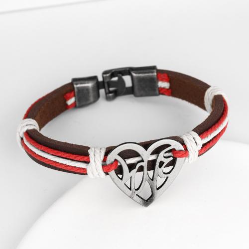 Bracelet de couple, alliage de zinc, avec cuir PU, bijoux de mode & unisexe, plus de couleurs à choisir Environ 21 cm, Vendu par PC