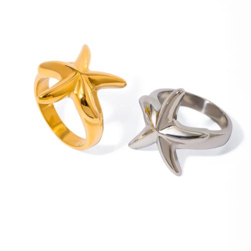 Stainless Steel Finger Ring, 304 Stainless Steel, Starfish, Vacuum Ion Plating, fashion jewelry & for woman 