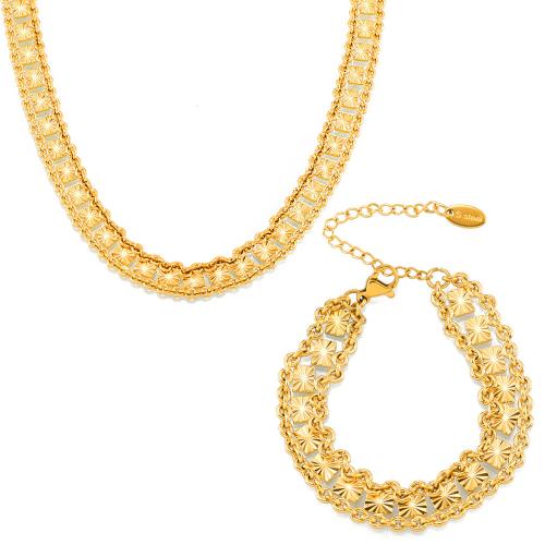 Brass Jewelry Set, 18K gold plated, fashion jewelry & for woman, golden 