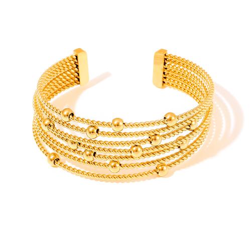 Acier titane bracelet manchette, Plaqué or 18K, bijoux de mode & pour femme, doré, 24mm, Diamètre inté Environ 60mm, Vendu par PC