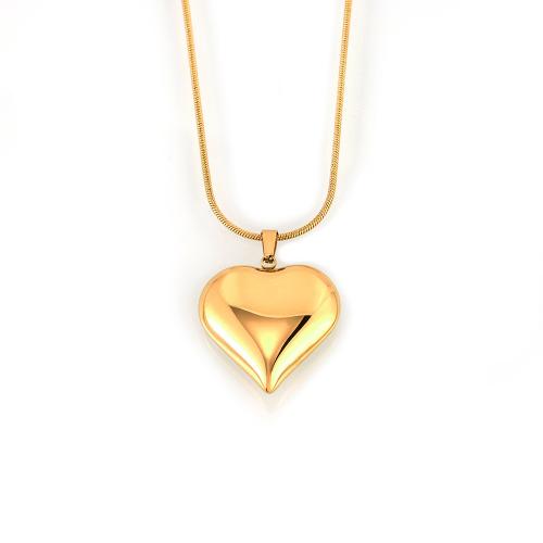 Titanium Steel Jewelry Set, with 5cm extender chain, Heart, 18K gold plated, fashion jewelry & for woman, golden Approx 42 cm 