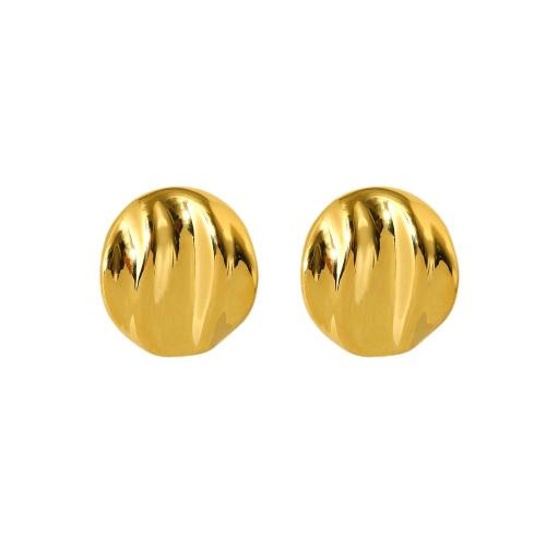 Edelstahl Stud Ohrring, 304 Edelstahl, Vakuum-Ionen-Beschichtung, Modeschmuck & für Frau, goldfarben, 22.8x25mm, verkauft von Paar