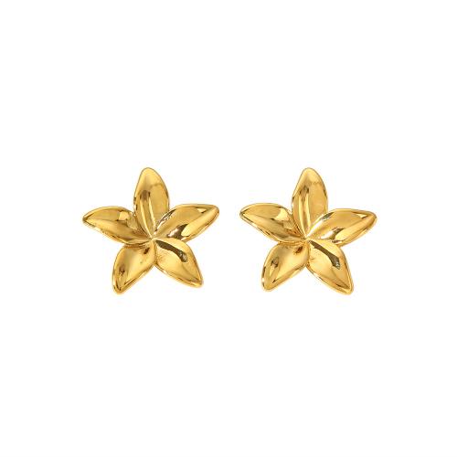 Stainless Steel Stud Earring, 304 Stainless Steel, Lily, Vacuum Ion Plating, fashion jewelry & for woman 25mm 