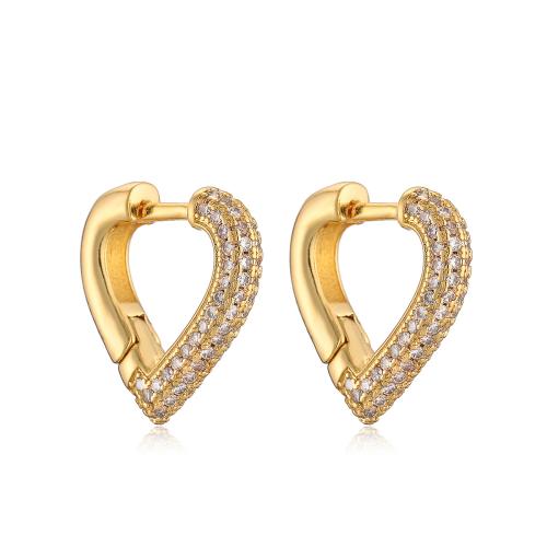 Cubic Zirconia Micro Pave Brass Earring, Heart, plated, micro pave cubic zirconia & for woman 