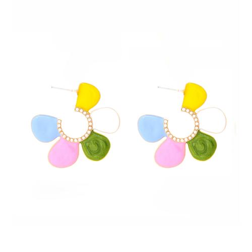 Enamel Zinc Alloy Stud Earring, with Plastic Pearl, for woman, multi-colored 