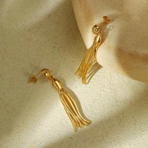 Stainless Steel Drop Earring, 304 Stainless Steel, plated, for woman, golden 
