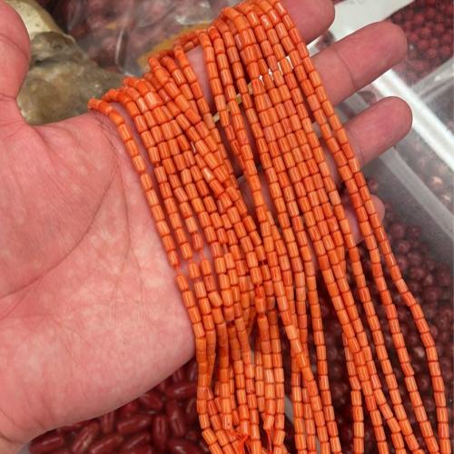 Natural Coral Beads, Column, reddish orange Approx 0.5mm Approx 16 Inch, Approx 