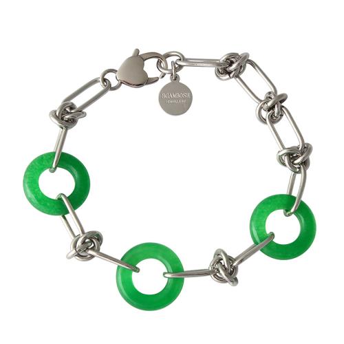 Acier titane bracelet, avec Jade, bijoux de mode & unisexe, couleur originale Environ 7-9 pouce, Vendu par PC