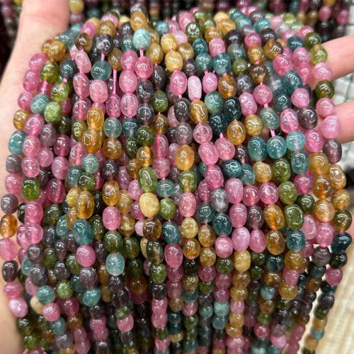 Einzelne Edelstein Perlen, Jade, DIY, gemischte Farben, beads length 6-8mm, Länge:ca. 38 cm, verkauft von Strang