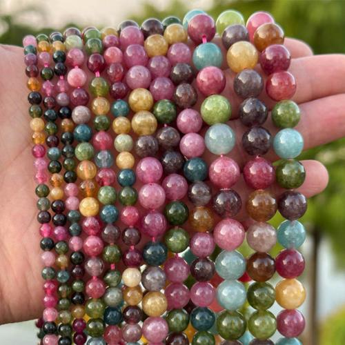 Einzelne Edelstein Perlen, Jade, rund, DIY & verschiedene Größen vorhanden, farbenfroh, Länge:ca. 38 cm, verkauft von Strang