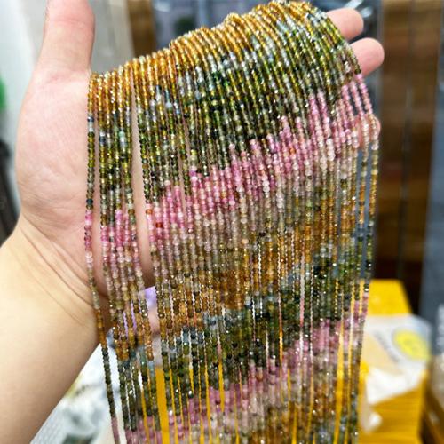 Natürlicher Turmalin Perlen, DIY & facettierte, Farbverlauf, 2x3mm, Länge:ca. 38 cm, verkauft von Strang