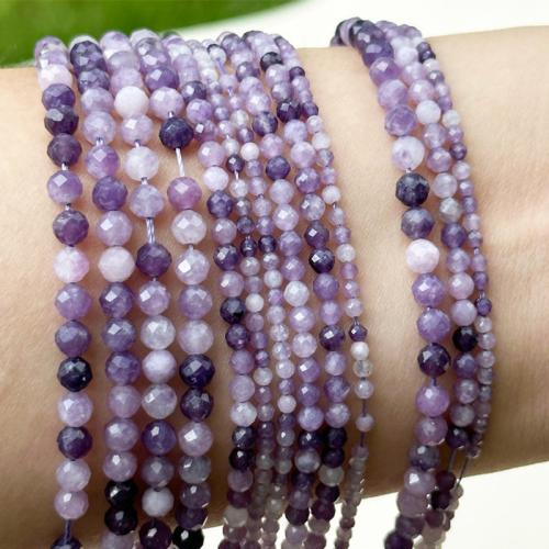 Single Gemstone Beads, Natural Lepidolite, Round, DIY & faceted Approx 38 cm 
