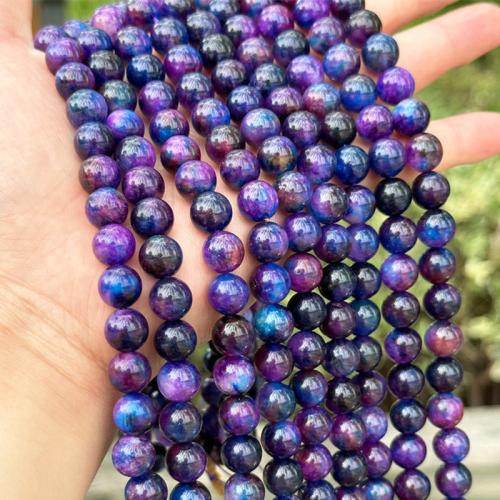 Einzelne Edelstein Perlen, Chalzedon, rund, DIY & verschiedene Größen vorhanden, Hyazinth, Länge:ca. 38 cm, verkauft von Strang