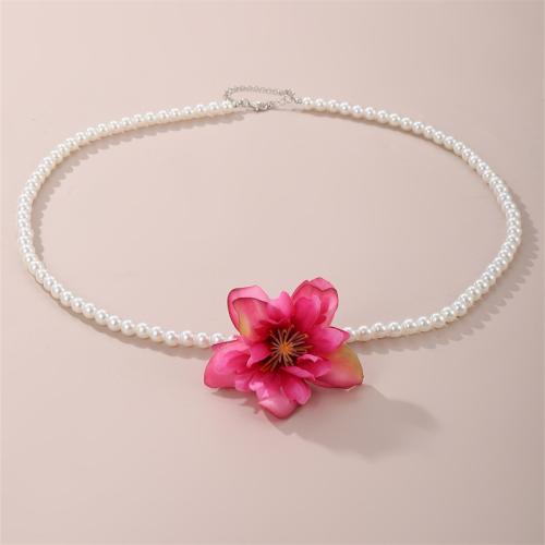 Decorative Chain Belt, Plastic Pearl, with Cloth & Zinc Alloy, Flower, fashion jewelry & for woman Approx 74 cm 
