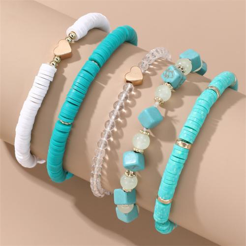 Polymer Clay Bracelets, with turquoise, 5 pieces & fashion jewelry & for woman 