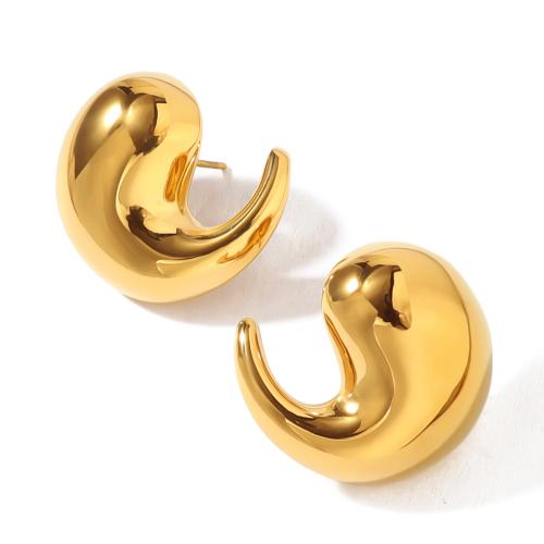 Edelstahl Stud Ohrring, 304 Edelstahl, 18K vergoldet, Modeschmuck & für Frau, goldfarben, 24.5x21.5mm, verkauft von Paar