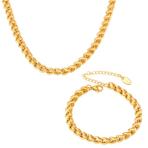 Ensemble de bijoux en acier de titane, Acier titane, Plaqué or 18K, bijoux de mode & styles différents pour le choix & pour femme, Vendu par PC