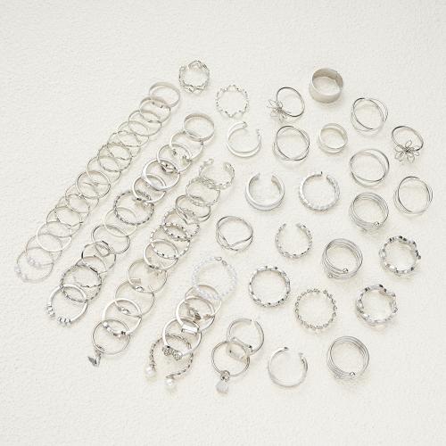 Zink-Legierung Ring Set, Zinklegierung, mit Kristall & Kunststoff Perlen, Modeschmuck & für Frau, originale Farbe, verkauft von setzen