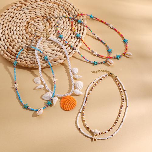 Petite perle en verre de collier 
, Seedbead, avec coquille, fait à la main, bijoux de mode & styles différents pour le choix & pour femme, Vendu par PC
