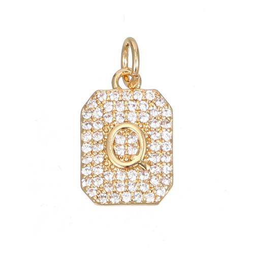 Cubic Zirconia Micro Pave Brass Pendant, plated, DIY & micro pave cubic zirconia, golden 